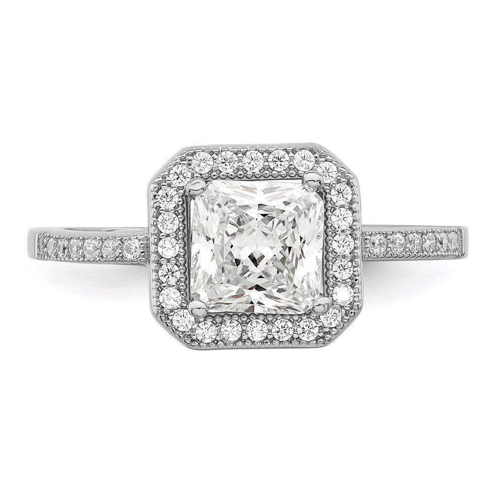 Sterlingsilber Brillant Glut Rhodiniert 37 Stein Heiligenschein Mikro Pavé Zirkonia Ring
