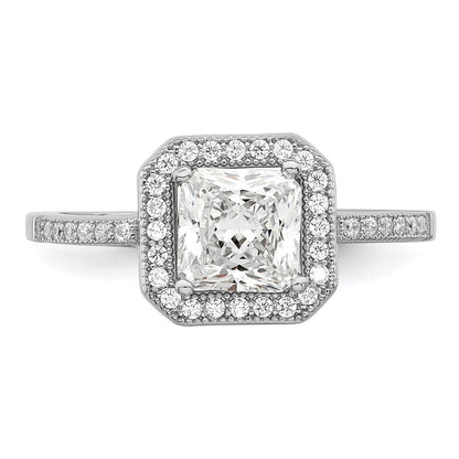 Sterlingsilber Brillant Glut Rhodiniert 37 Stein Heiligenschein Mikro Pavé Zirkonia Ring