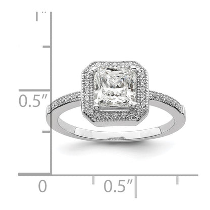 Sterlingsilber Brillant Glut Rhodiniert 37 Stein Heiligenschein Mikro Pavé Zirkonia Ring