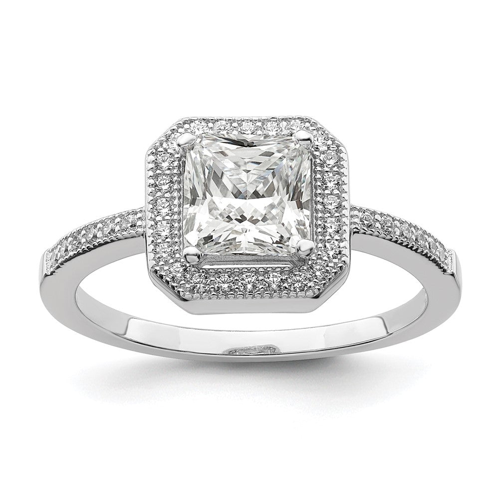 Sterlingsilber Brillant Glut Rhodiniert 37 Stein Heiligenschein Mikro Pavé Zirkonia Ring