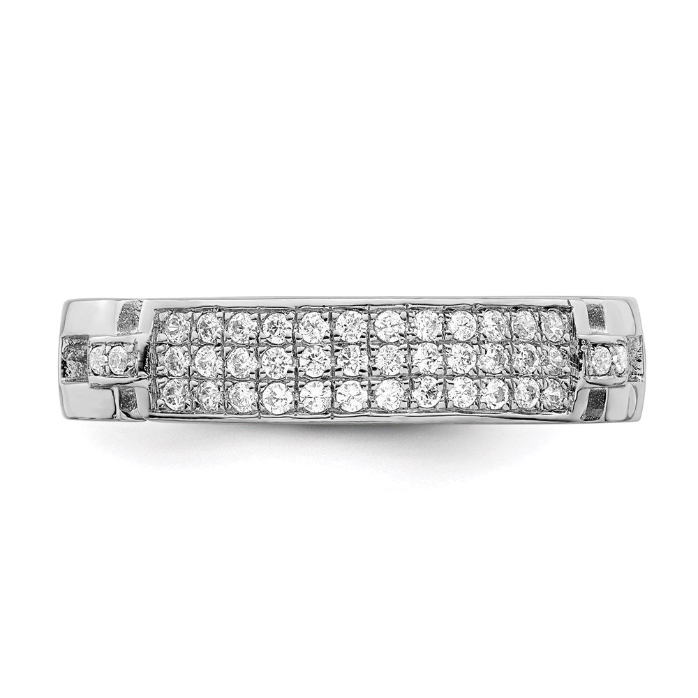 Sterlingsilber Brillant Glut Rhodiniert 40 Stein Mikro Pavé Zirkonia Ring