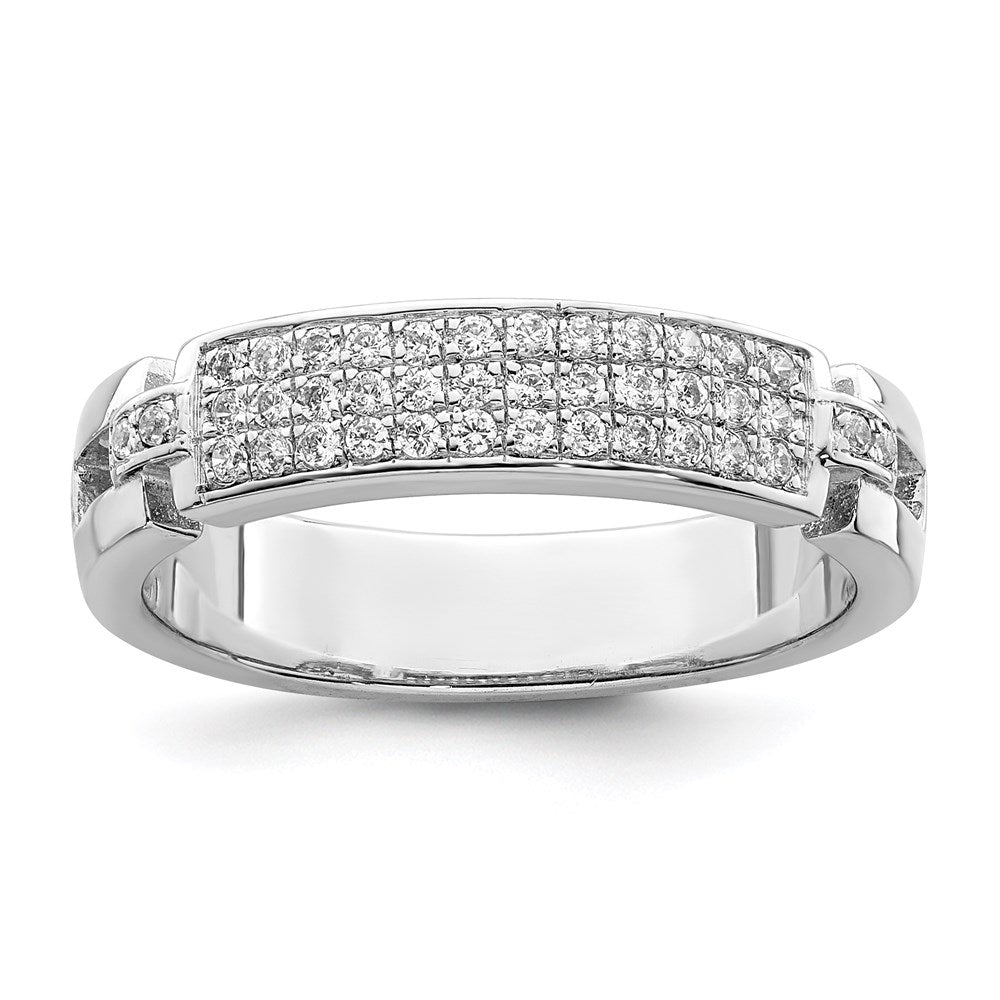 Sterlingsilber Brillant Glut Rhodiniert 40 Stein Mikro Pavé Zirkonia Ring