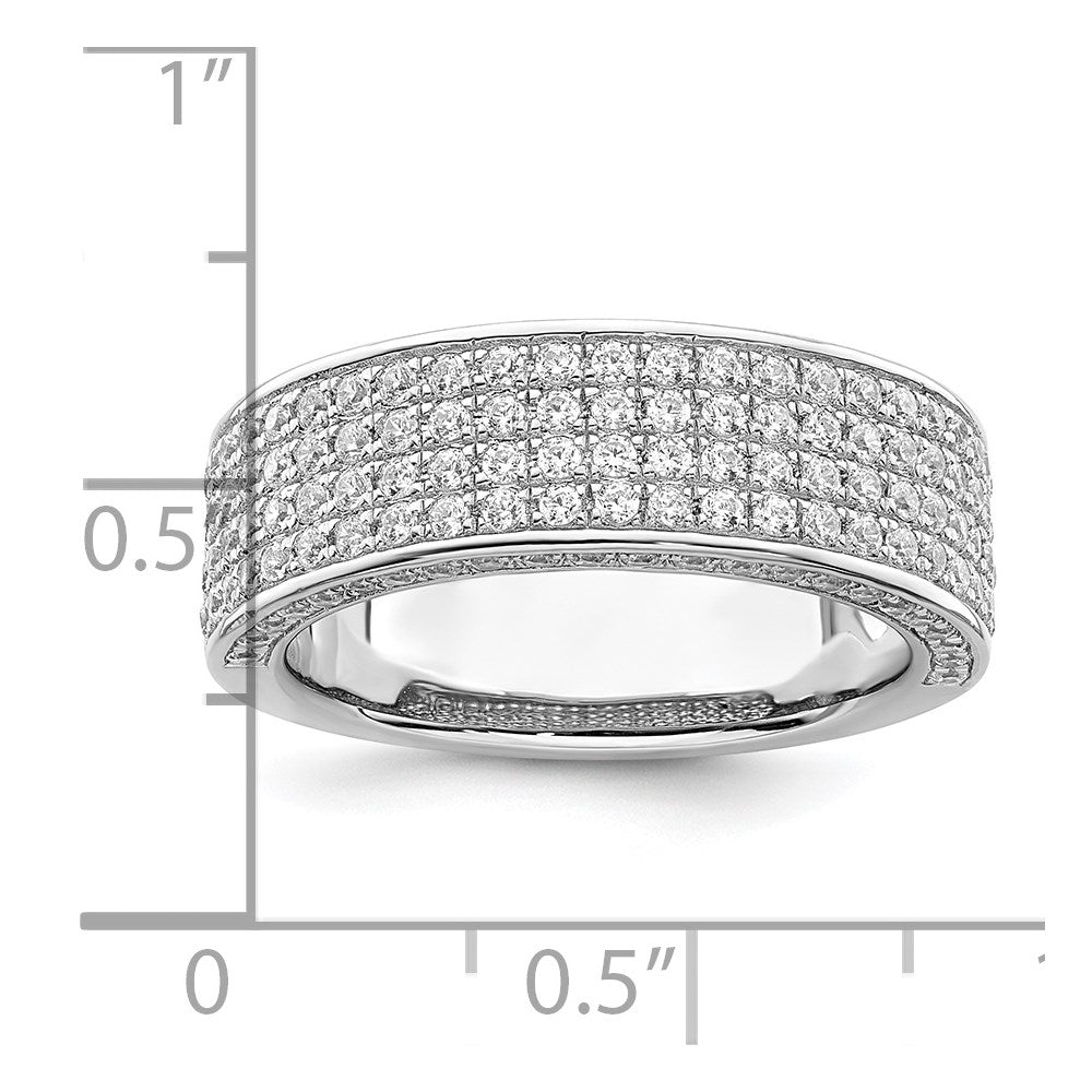 Sterlingsilber Brillant Glut Rhodiniert 142 Stein Mikro Pavé Zirkonia Ring