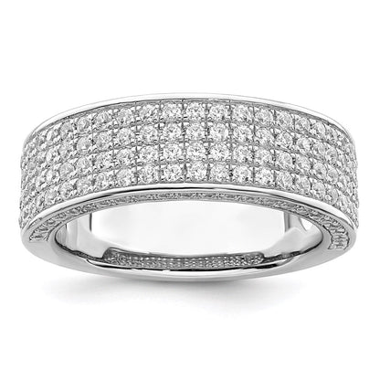 Sterlingsilber Brillant Glut Rhodiniert 142 Stein Mikro Pavé Zirkonia Ring