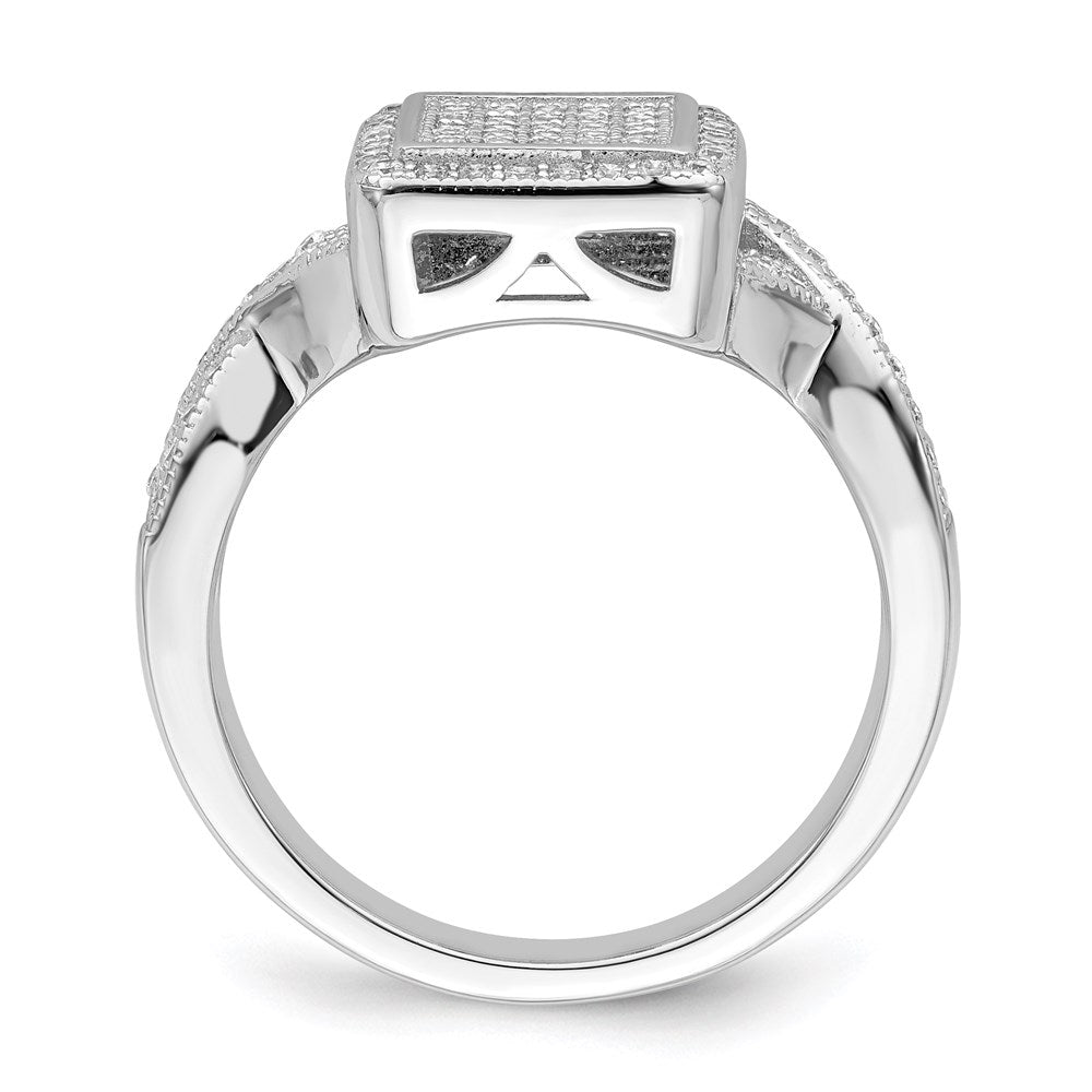 Sterlingsilber Brillant Glut Rhodiniert 81 Stein Mikro Pavé Zirkonia Ring