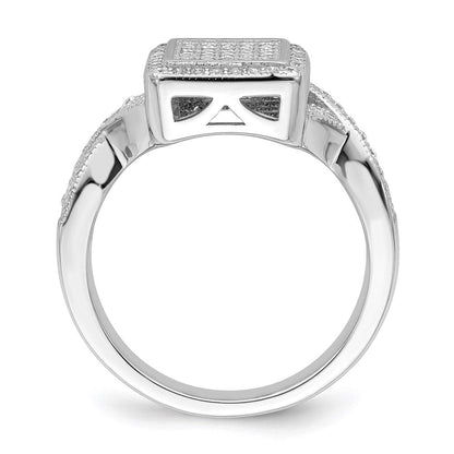 Sterlingsilber Brillant Glut Rhodiniert 81 Stein Mikro Pavé Zirkonia Ring