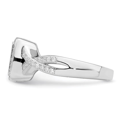 Sterlingsilber Brillant Glut Rhodiniert 81 Stein Mikro Pavé Zirkonia Ring