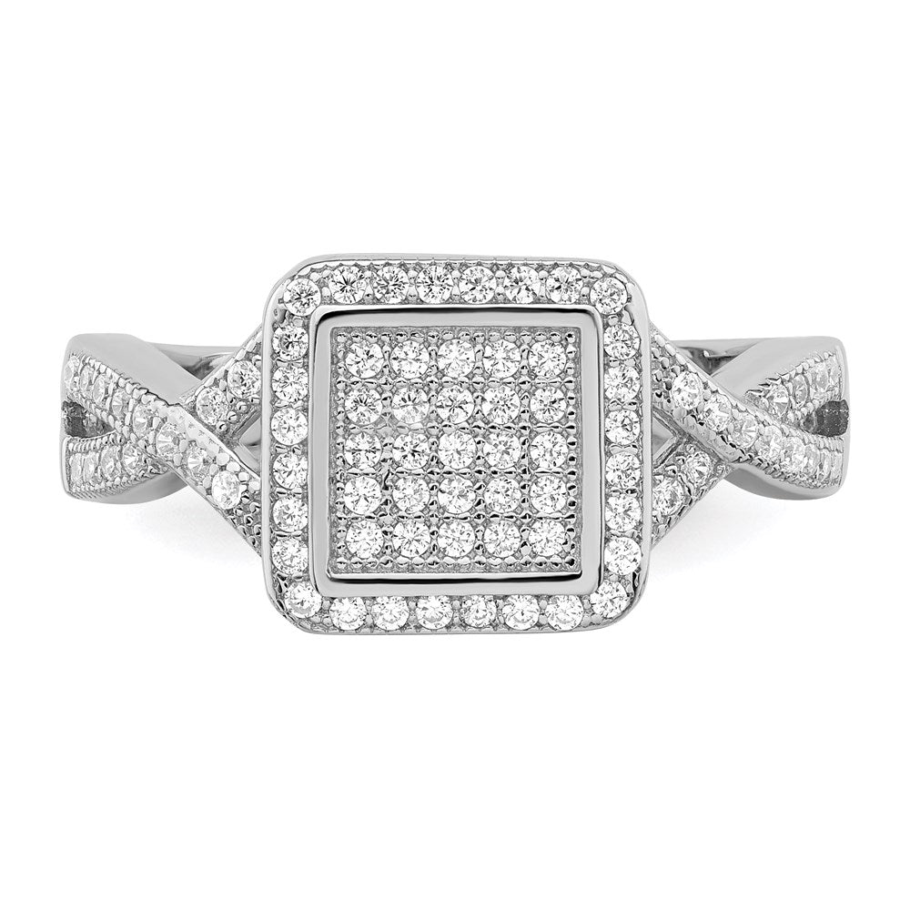 Sterlingsilber Brillant Glut Rhodiniert 81 Stein Mikro Pavé Zirkonia Ring