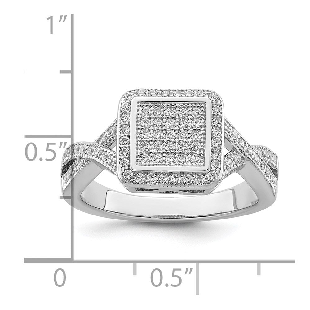 Sterlingsilber Brillant Glut Rhodiniert 81 Stein Mikro Pavé Zirkonia Ring