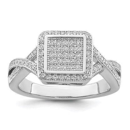 Sterlingsilber Brillant Glut Rhodiniert 81 Stein Mikro Pavé Zirkonia Ring
