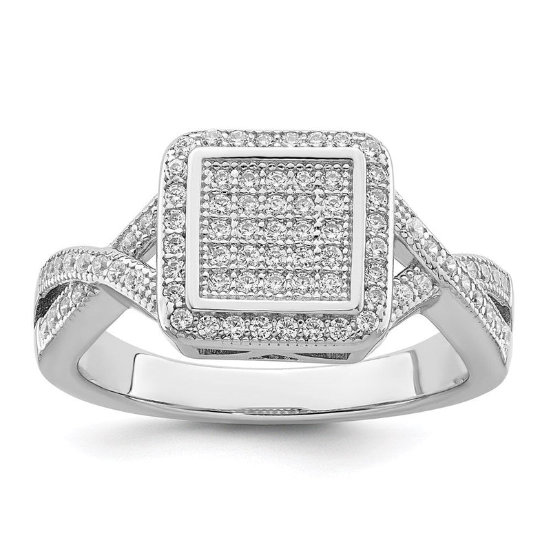 Sterlingsilber Brillant Glut Rhodiniert 81 Stein Mikro Pavé Zirkonia Ring