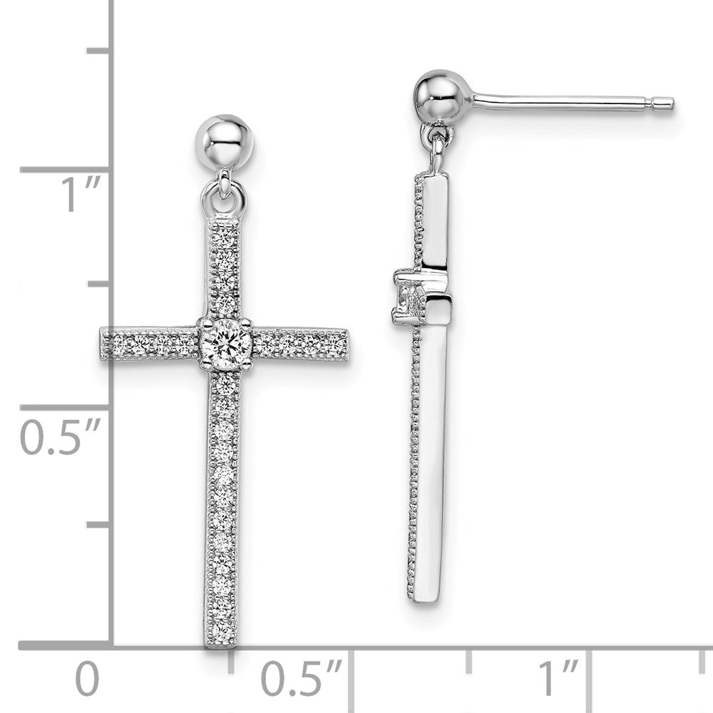 Sterlingsilber Brillant Glut Rhodiniert 50 Stein Mikro Pavé‚äö Zirkonia Kreuz Ohrhänger