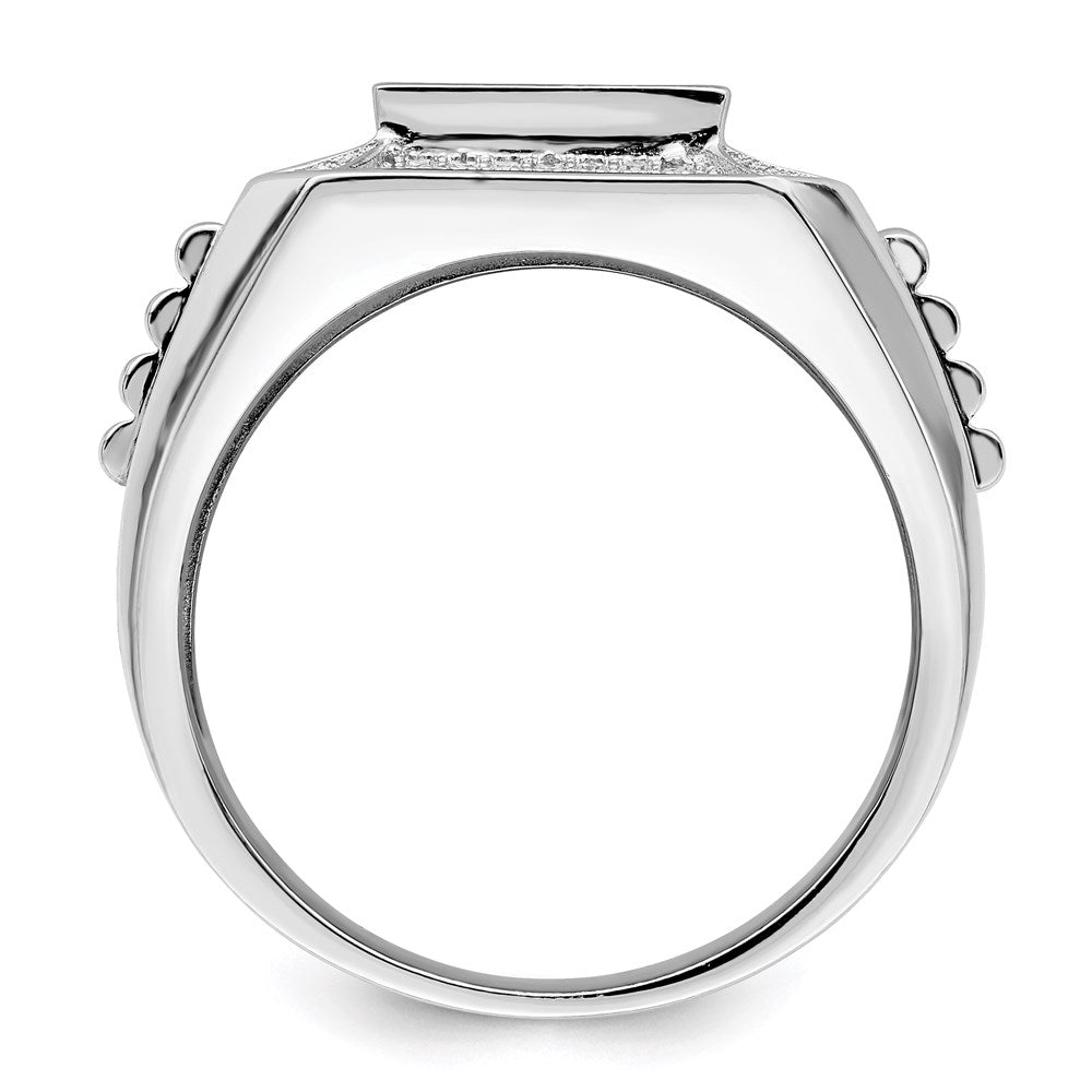 Sterlingsilber Brillant Glut Rhodiniert 89 Stein Mikro Pavé Zirkonia Poliert Herren Ring