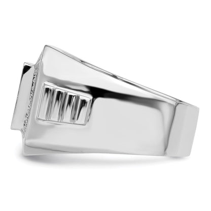 Sterlingsilber Brillant Glut Rhodiniert 89 Stein Mikro Pavé Zirkonia Poliert Herren Ring