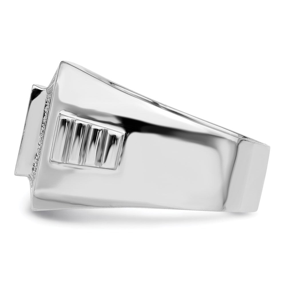 Sterlingsilber Brillant Glut Rhodiniert 89 Stein Mikro Pavé Zirkonia Poliert Herren Ring
