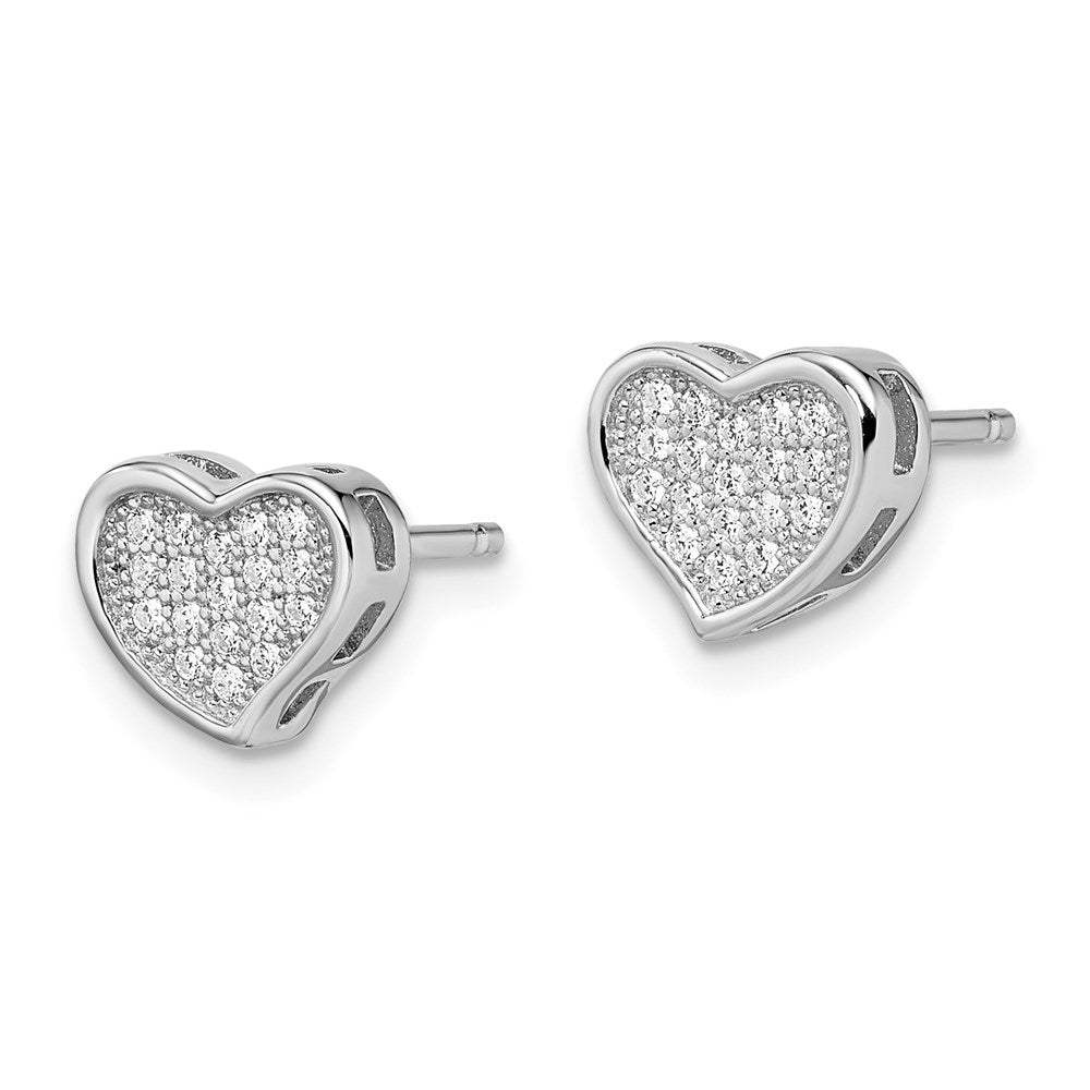 Sterlingsilber Brillant Glut Rhodiniert 36 Stein Mikro Pavé Zirkonia Herz Ohrstecker