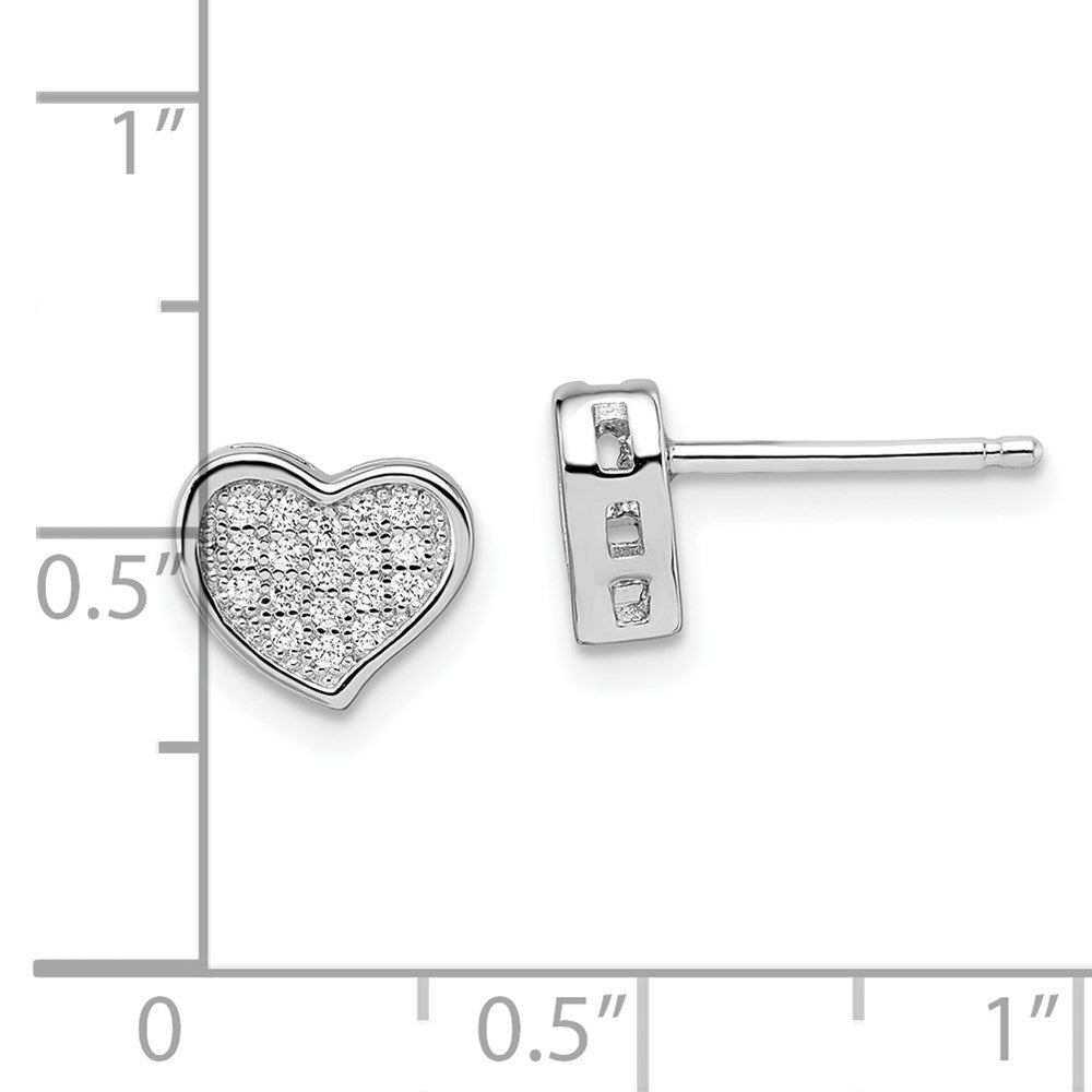 Sterlingsilber Brillant Glut Rhodiniert 36 Stein Mikro Pavé Zirkonia Herz Ohrstecker