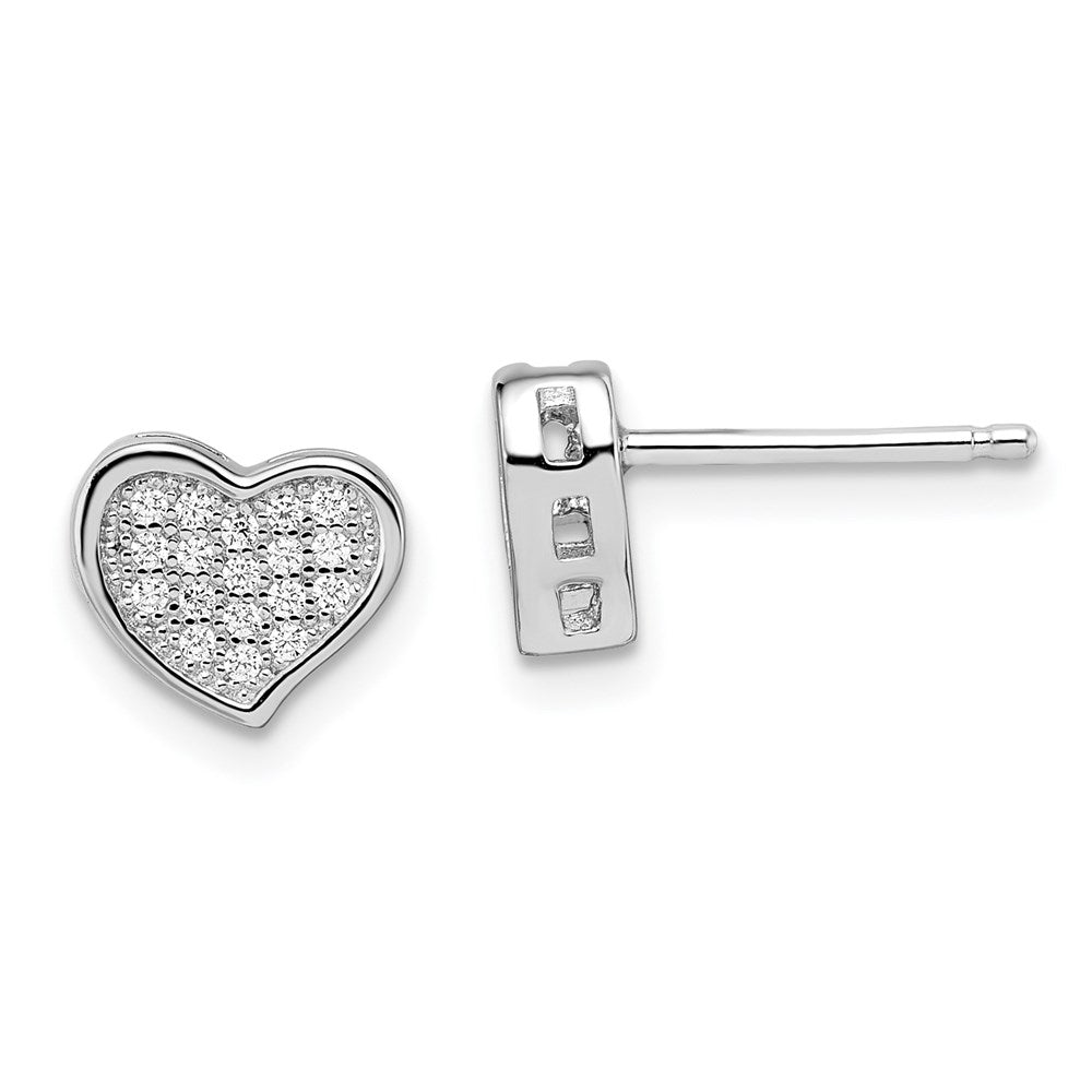 Sterlingsilber Brillant Glut Rhodiniert 36 Stein Mikro Pavé Zirkonia Herz Ohrstecker