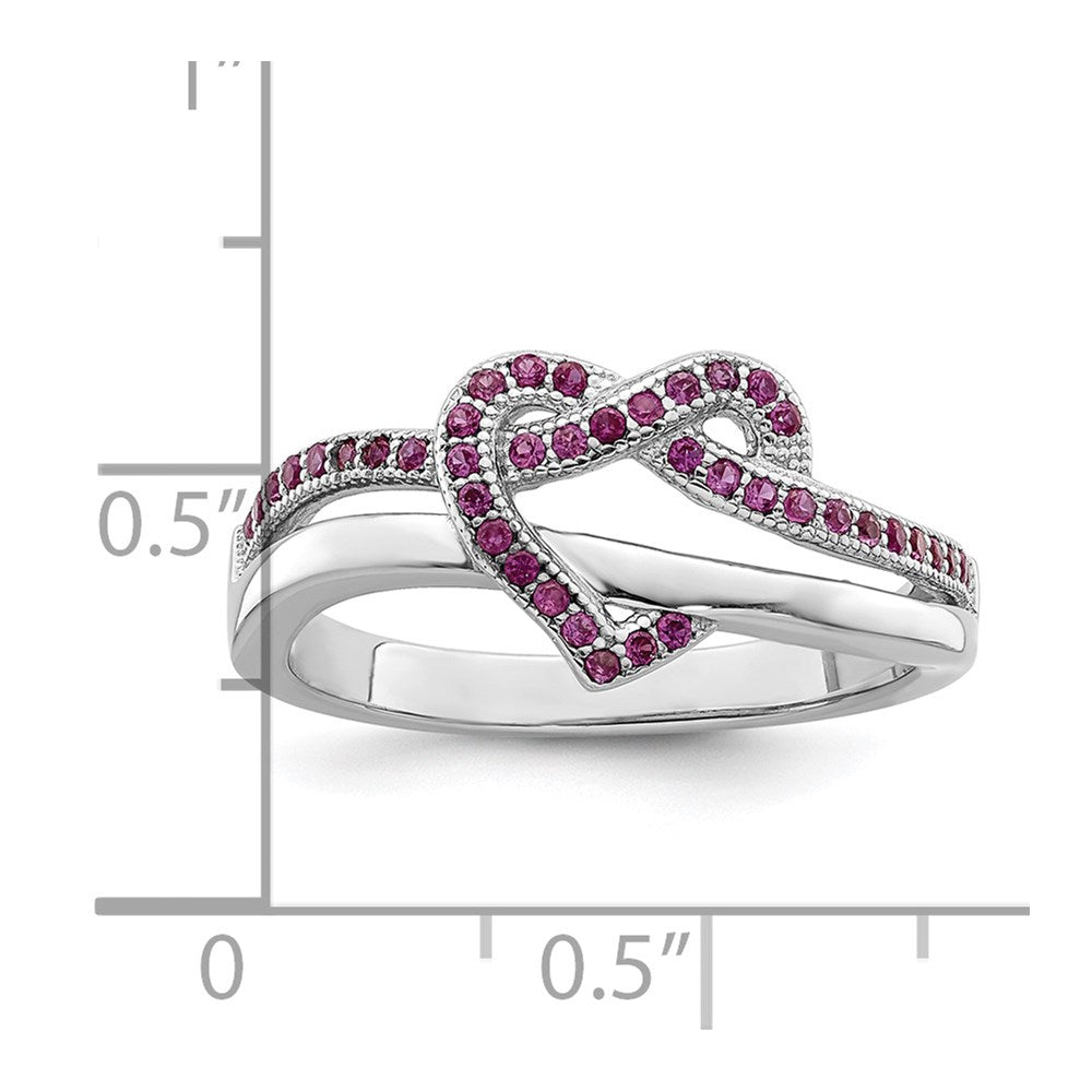 Sterlingsilber Brillant Glut Rhodiniert 41 Stein Mikro Pavé Rot und Weiß Zirkonia Herz Ring