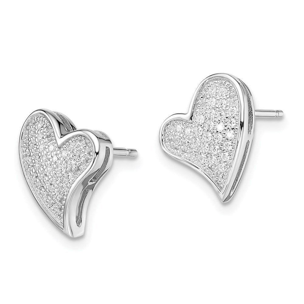 Sterlingsilber Brillant Glut Rhodiniert 56 Stein Mikro Pavé Zirkonia Herz Ohrstecker