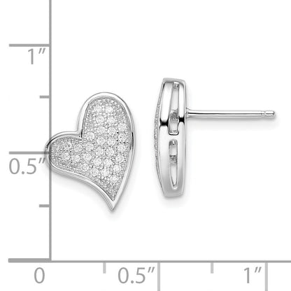 Sterlingsilber Brillant Glut Rhodiniert 56 Stein Mikro Pavé Zirkonia Herz Ohrstecker
