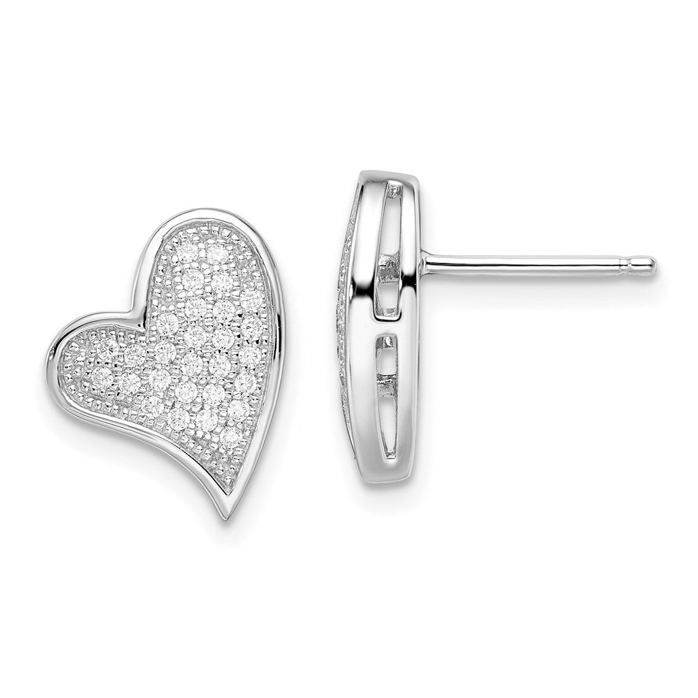 Sterlingsilber Brillant Glut Rhodiniert 56 Stein Mikro Pavé Zirkonia Herz Ohrstecker