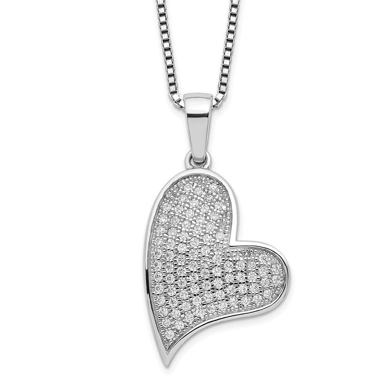 Sterlingsilber Brillant Glut Rhodiniert 84 Stein 18 Zoll Mikro Pavé Zirkonia Herz Halskette mit 2 Verlängerung