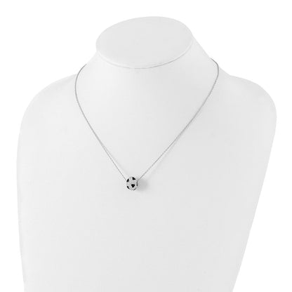 Sterlingsilber Schwarz Emaille & Zirkonia True Feuer Herz Perle Halskette