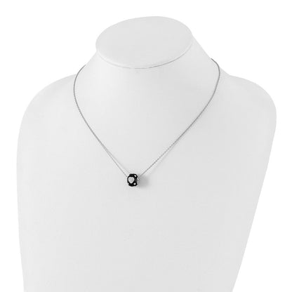 Sterlingsilber Schwarz Emaille & Zirkonia True Feuer Herzen Perle Halskette