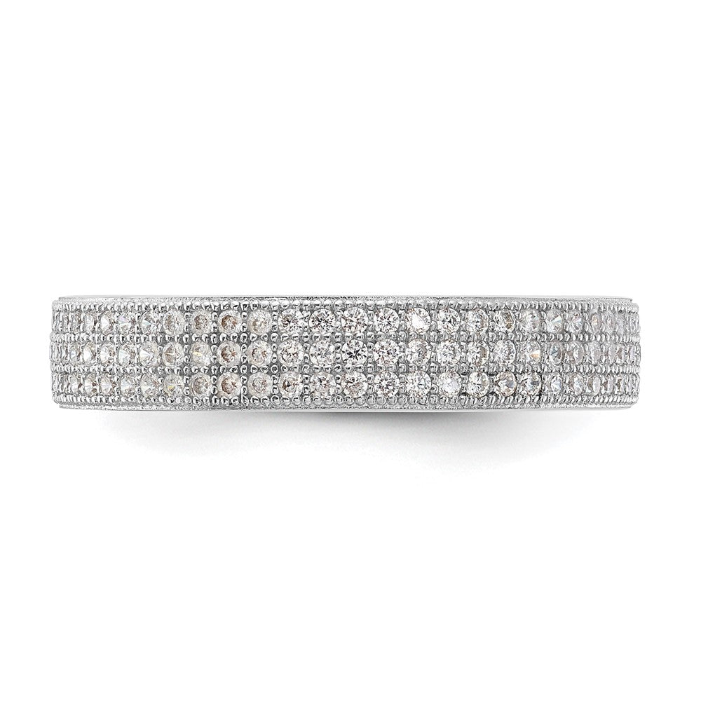 Sterlingsilber Brillant Glut Dreifach Zirkonia Reihe Ring