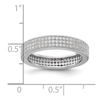 Sterlingsilber Brillant Glut Dreifach Zirkonia Reihe Ring