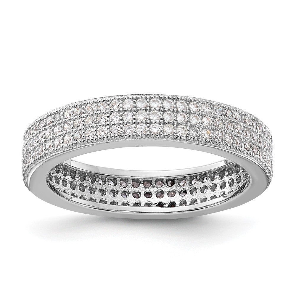 Sterlingsilber Brillant Glut Dreifach Zirkonia Reihe Ring