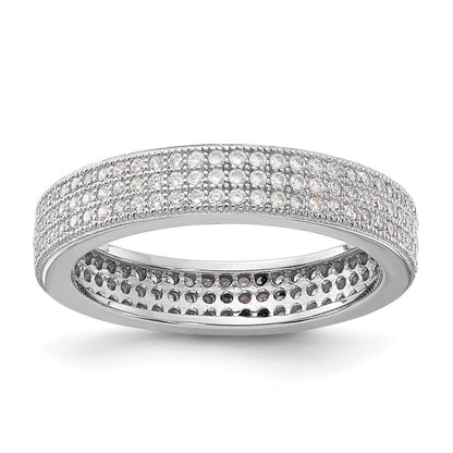 Sterlingsilber Brillant Glut Dreifach Zirkonia Reihe Ring