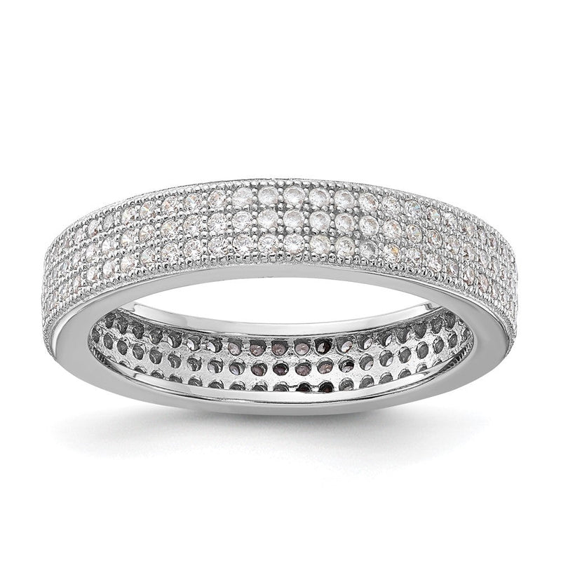 Sterlingsilber Brillant Glut Dreifach Zirkonia Reihe Ring