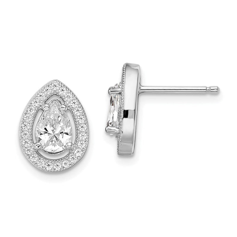 Sterlingsilber Brillant Glut Rhodiniert 52 Stein Tropfen Heiligenschein Mikro Pavé Zirkonia Tropfen Ohrstecker