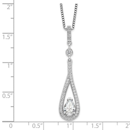 Sterlingsilber Brillant Glut Rhodiniert 46 Stein 18 Zoll mit 2 Verlängerung Federring Verschluss Mikro Pavé Zirkonia Tropfen Halskette