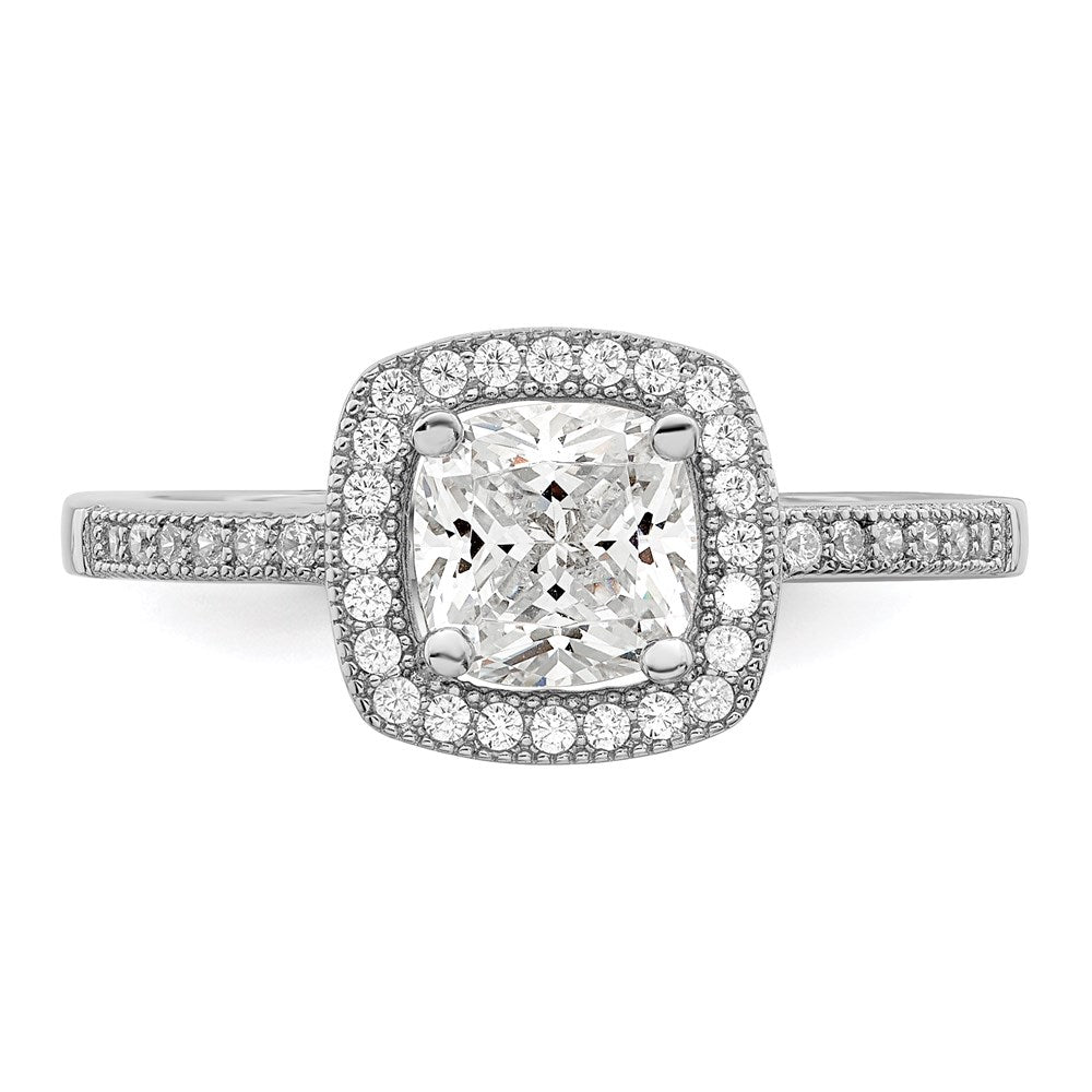 Sterlingsilber Brillant Glut Rhodiniert 37 Stein Heiligenschein Mikro Pavé Zirkonia Ring