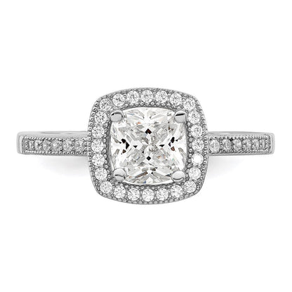 Sterlingsilber Brillant Glut Rhodiniert 37 Stein Heiligenschein Mikro Pavé Zirkonia Ring
