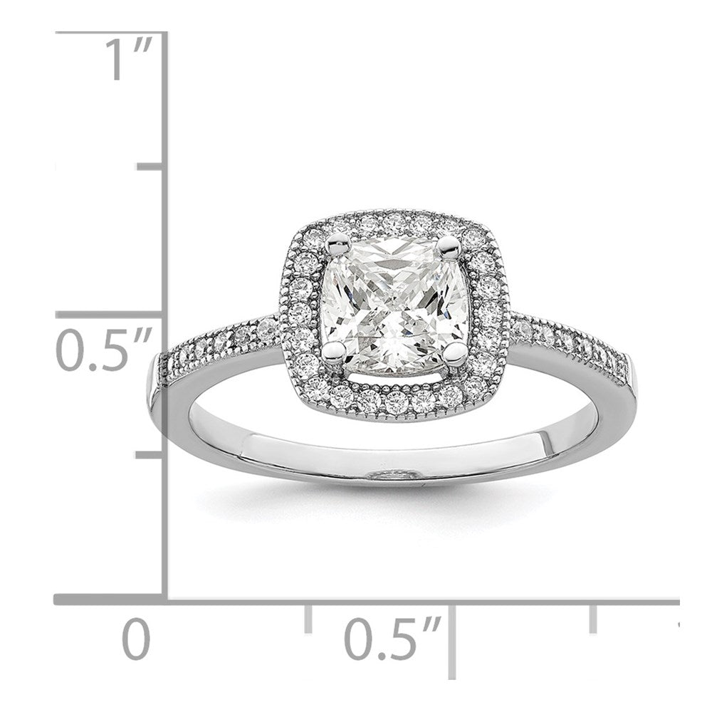 Sterlingsilber Brillant Glut Rhodiniert 37 Stein Heiligenschein Mikro Pavé Zirkonia Ring