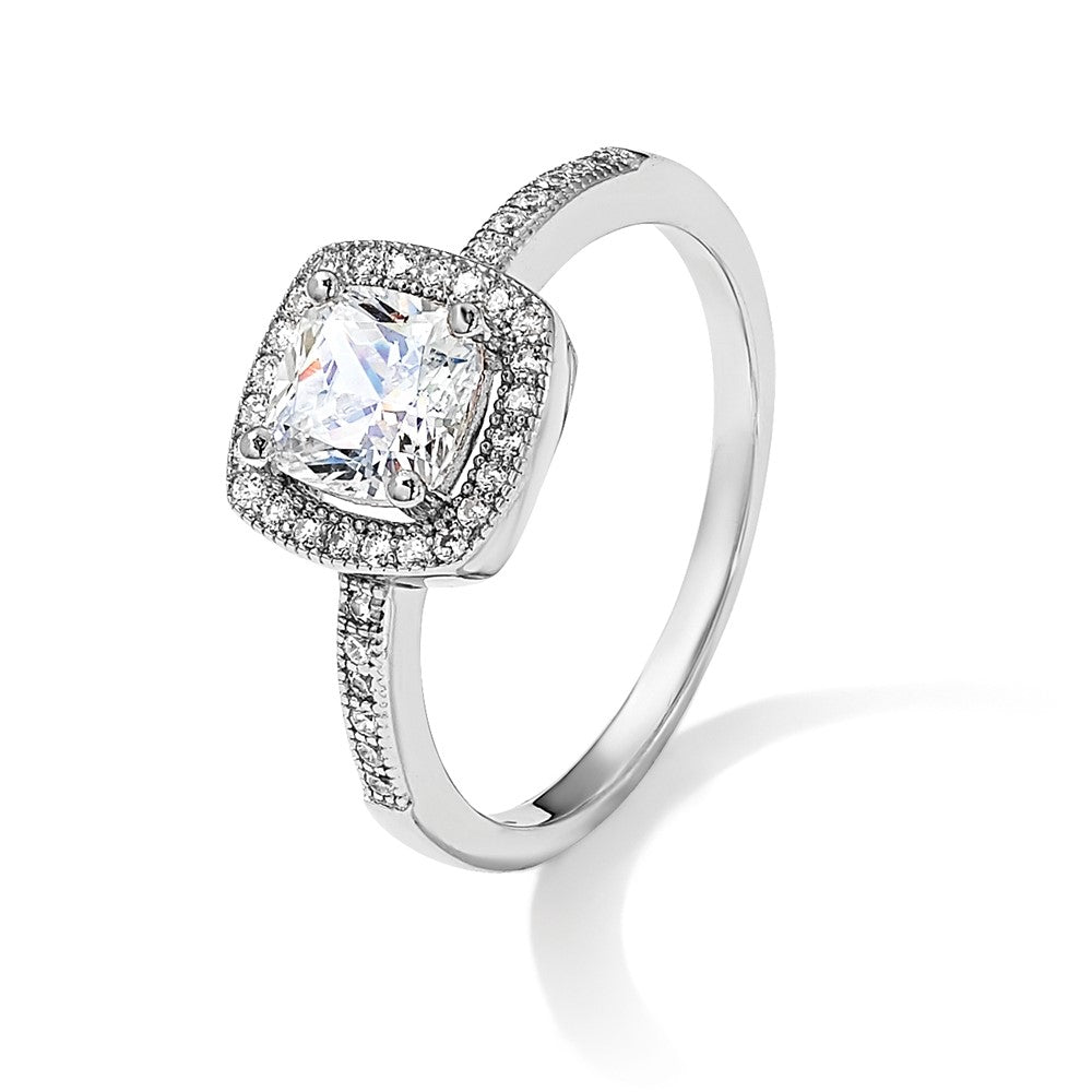 Sterlingsilber Brillant Glut Rhodiniert 37 Stein Heiligenschein Mikro Pavé Zirkonia Ring