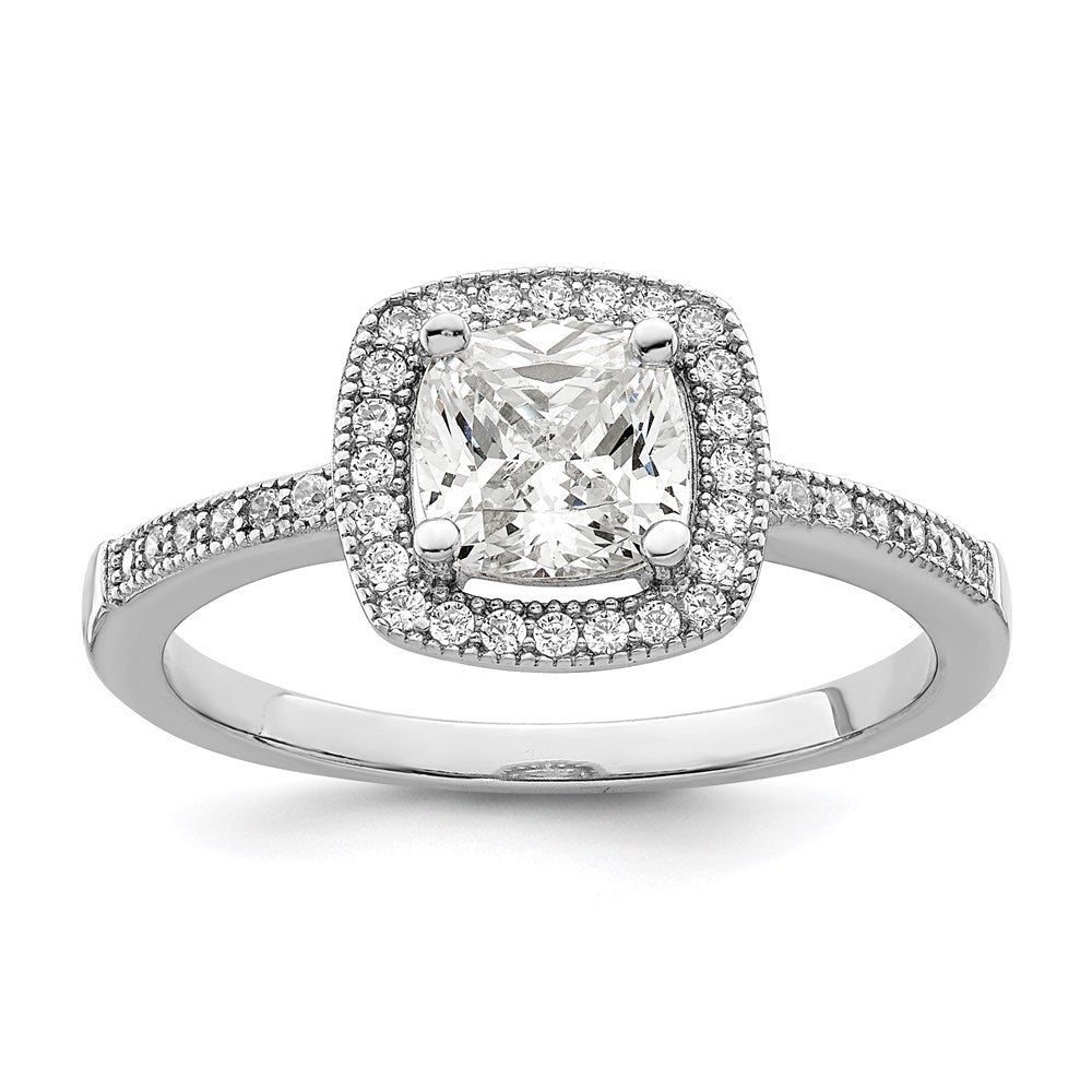 Sterlingsilber Brillant Glut Rhodiniert 37 Stein Heiligenschein Mikro Pavé Zirkonia Ring