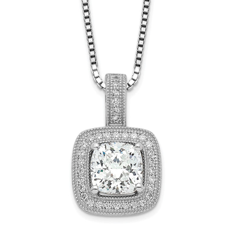 Sterlingsilber Brillant Glut Rhodiniert 35 Stein 18 Zoll Heiligenschein Mikro Pavé Zirkonia Halskette mit 2 Verlängerung