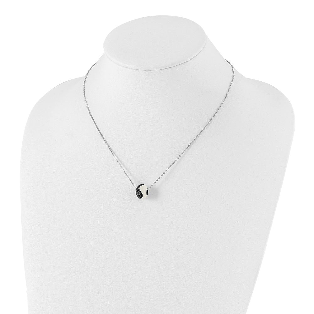 Sterlingsilber Weiß Emaille & Zirkonia True Feuer Perle Halskette