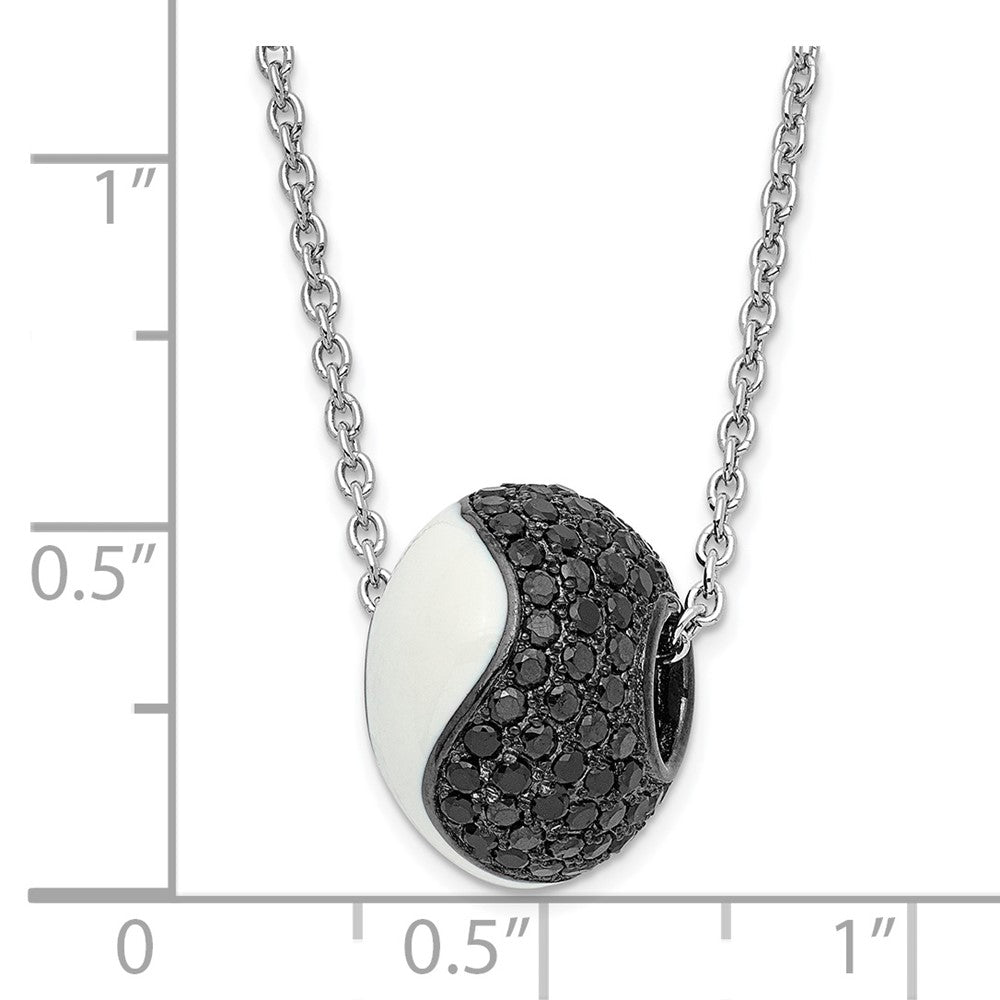 Sterlingsilber Weiß Emaille & Zirkonia True Feuer Perle Halskette