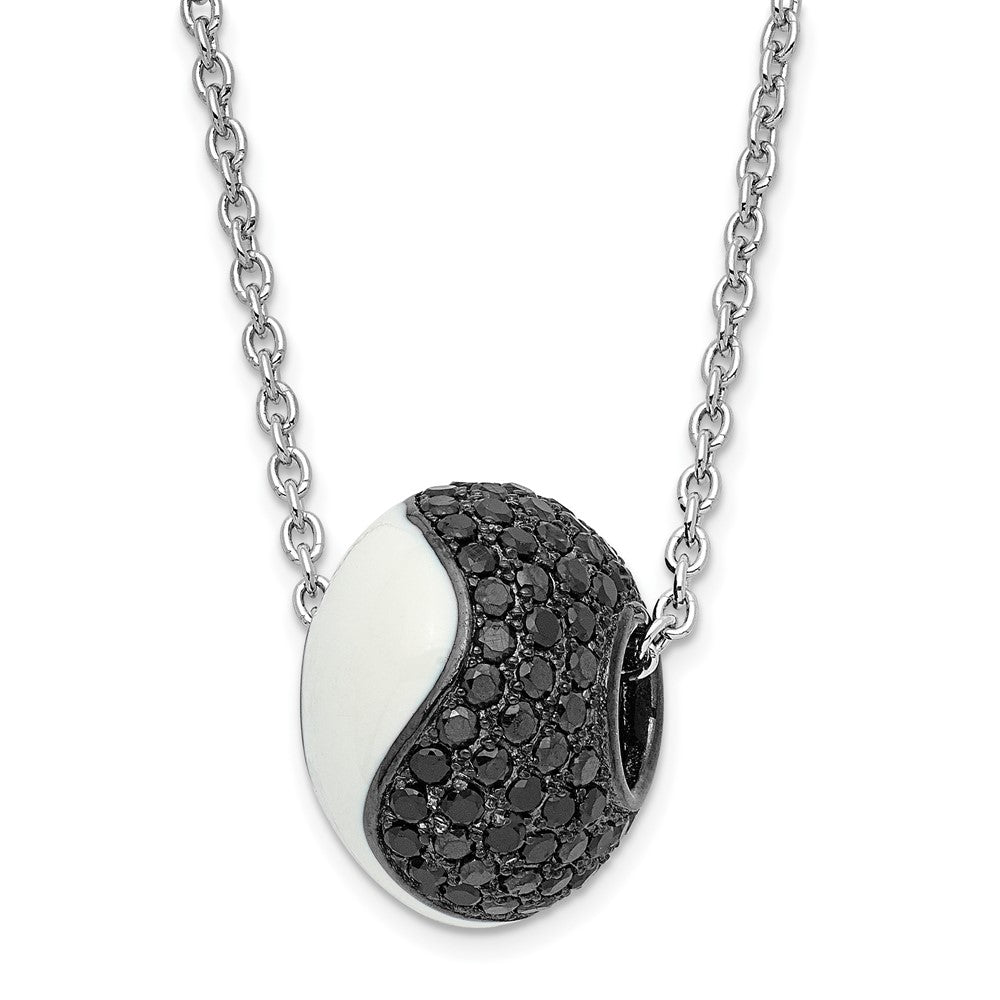 Sterlingsilber Weiß Emaille & Zirkonia True Feuer Perle Halskette