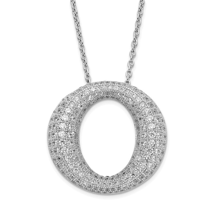 Sterlingsilber & Zirkonia Brillant Glut Kreis Halskette