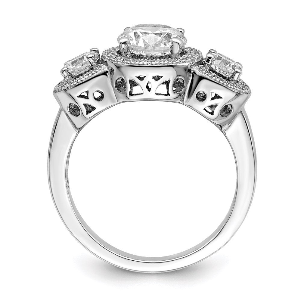 Sterlingsilber Brillant Glut Rhodiniert 50 Stein Mikro Pavé Zirkonia Ring