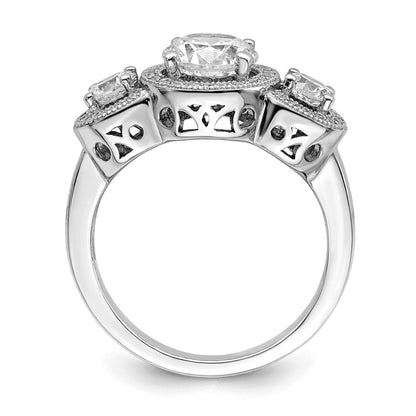 Sterlingsilber Brillant Glut Rhodiniert 50 Stein Mikro Pavé Zirkonia Ring