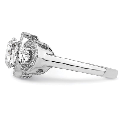 Sterlingsilber Brillant Glut Rhodiniert 50 Stein Mikro Pavé Zirkonia Ring