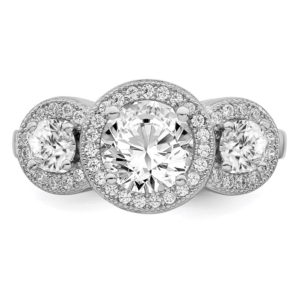 Sterlingsilber Brillant Glut Rhodiniert 50 Stein Mikro Pavé Zirkonia Ring